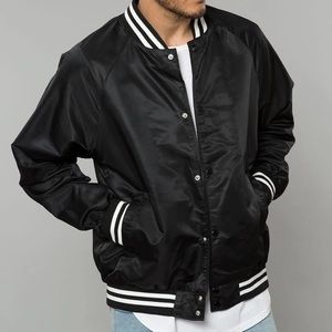 UO Black Satin Varsity Jacket
